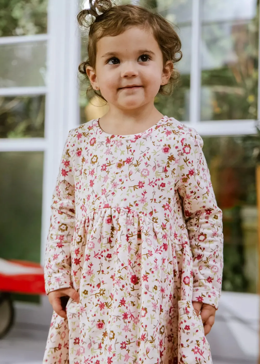 Coco Village Fleece Swing Dress Lt Pink AOP 9-12m
