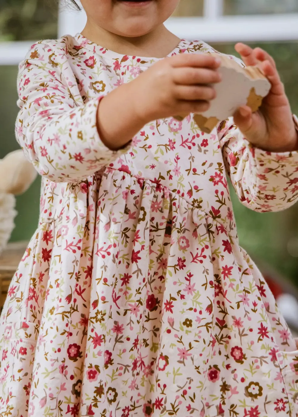 Coco Village Fleece Swing Dress Lt Pink AOP 9-12m