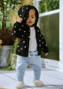 Coco Village Hooded Jacquard Cardigan Anthracite Stars 0-3m