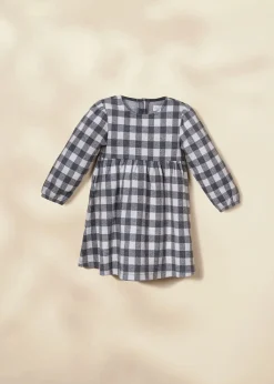 Coco Village Knit Plaid Dress Anthracite Gingham 9-12m