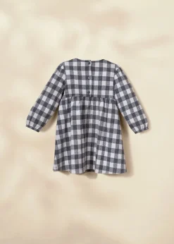 Coco Village Knit Plaid Dress Anthracite Gingham 9-12m
