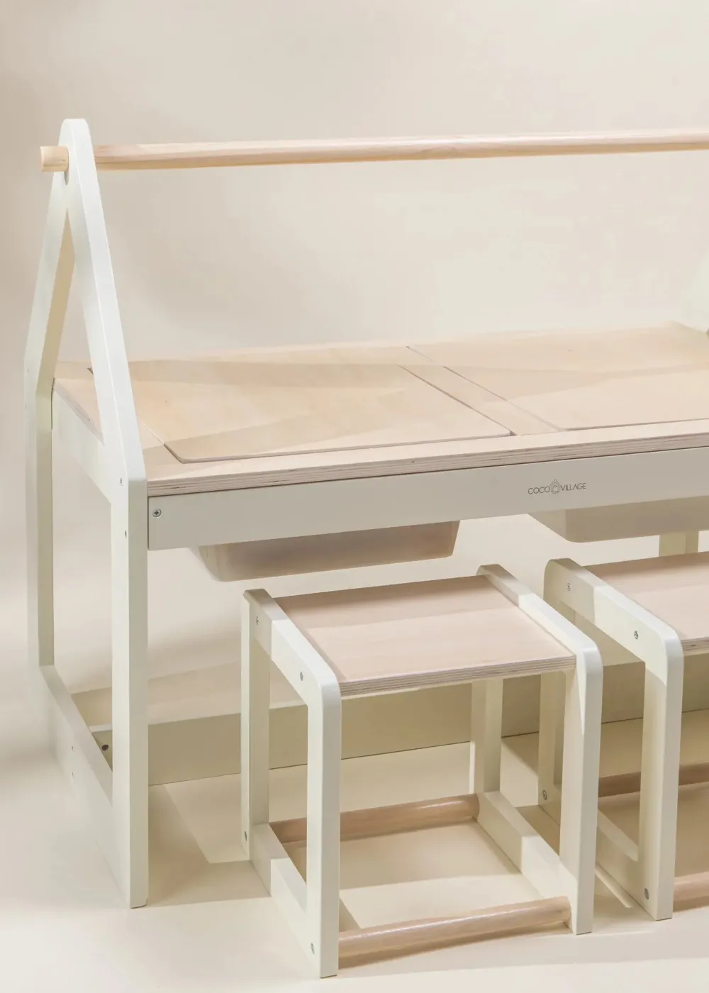 Coco Village Multifunction Wooden Art & Sensory Table W/ Stools