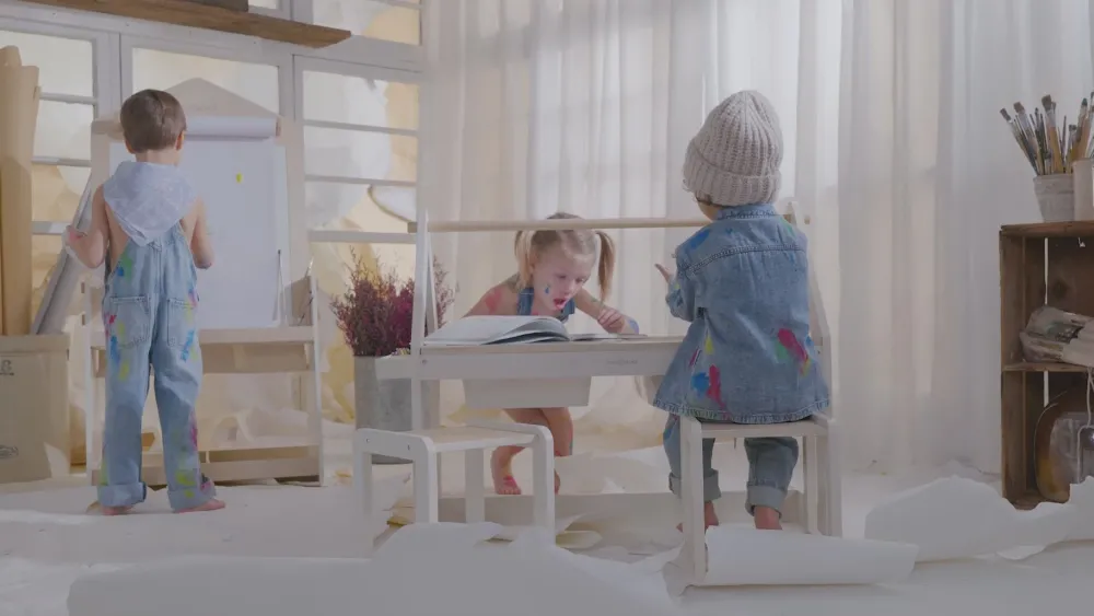Coco Village Multifunction Wooden Art & Sensory Table W/ Stools