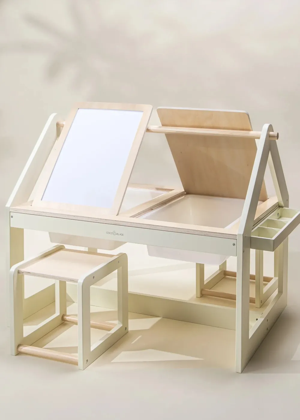 Coco Village Multifunction Wooden Art & Sensory Table W/ Stools