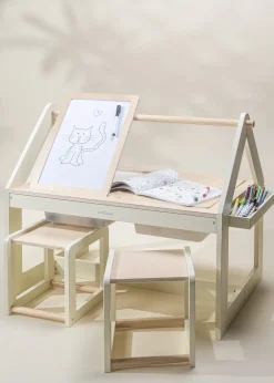 Coco Village Multifunction Wooden Art & Sensory Table W/ Stools