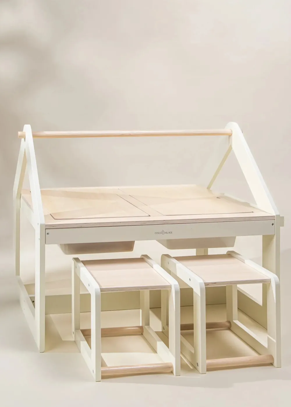 Coco Village Multifunction Wooden Art & Sensory Table W/ Stools