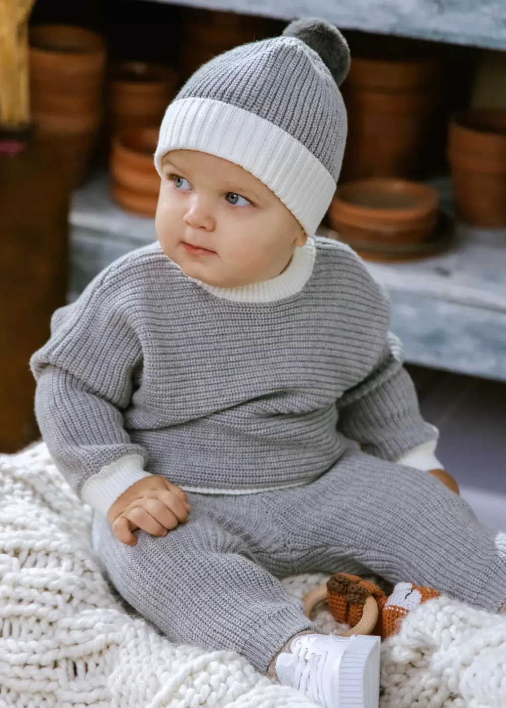 Coco Village Rib Knit Legging Grey 0-3m