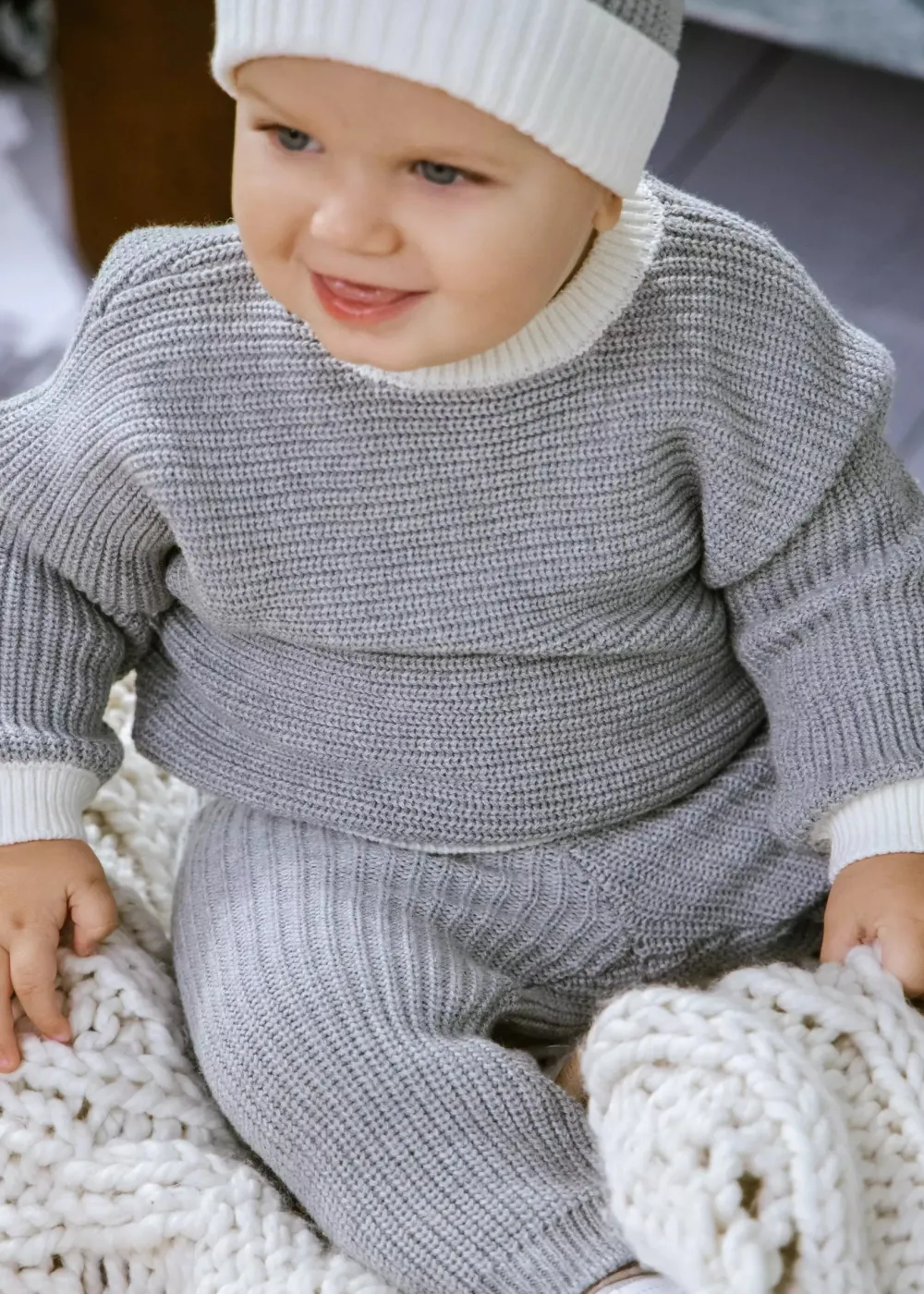 Coco Village Rib Knit Legging Grey 0-3m