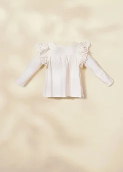 Coco Village Ruffle Shoulder Tee Black 9-12m