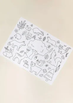 Coco Village Set of 4 Silicone Washable Coloring Placemats & Markers