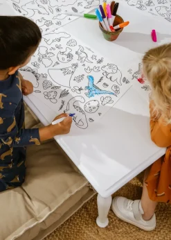 Coco Village Set of 4 Silicone Washable Coloring Placemats & Markers