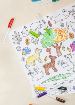 Coco Village Set of 4 Silicone Washable Coloring Placemats & Markers