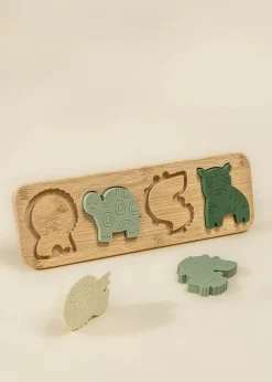 Coco Village Silicone Puzzle on Wooden Plate - Savana
