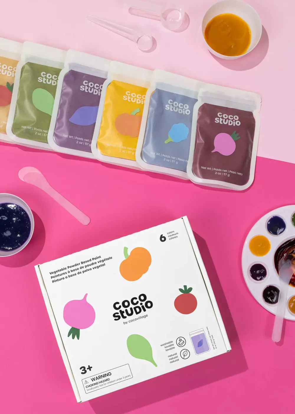 Coco Village Vegetable Powder Based Paint Set - 6 Colors