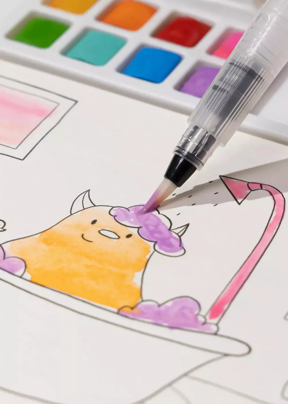Coco Village Watercolor Monster Painting Book - 30 pages