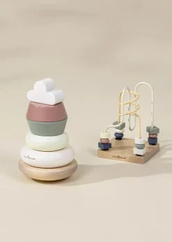 Coco Village Wooden Baby Toy Gifting Set Stacking Rings & Bead Maze