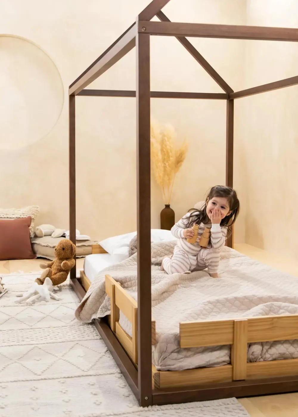 Coco Village Wooden Bed Frame Rail - Natural Wood