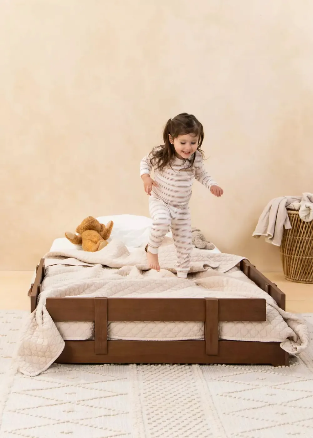 Coco Village Wooden Bed Frame Rail - Walnut