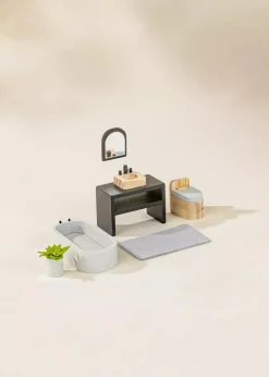 Coco Village Wooden Doll House Bathroom Furniture (6pcs)
