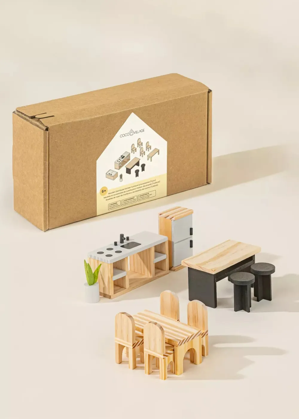 Coco Village Wooden Doll House Kitchen Furniture (12 pcs)