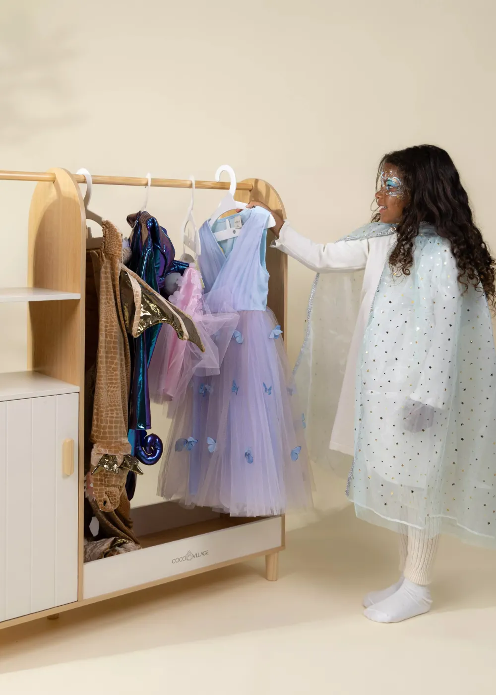 Coco Village Wooden Play Dress Up Wardrobe