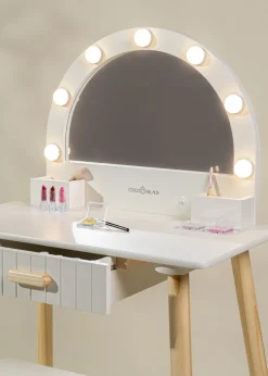 Coco Village Wooden Play Vanity with Lighted Mirror & Stool
