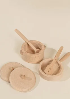 Coco Village Wooden Pots and Pans Playset (6 Pcs)
