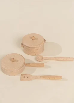 Coco Village Wooden Pots and Pans Playset (6 Pcs)