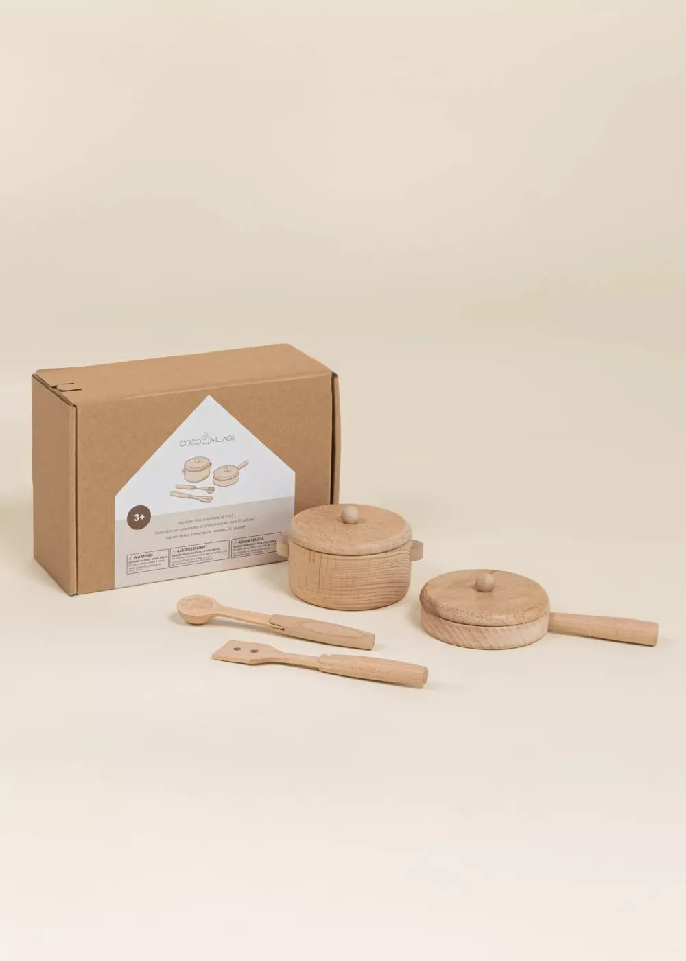 Coco Village Wooden Pots and Pans Playset (6 Pcs)