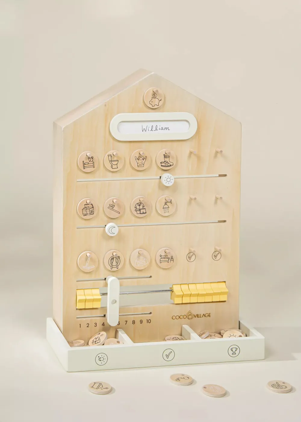 Coco Village Wooden Routine, Tasks & Rewards Board